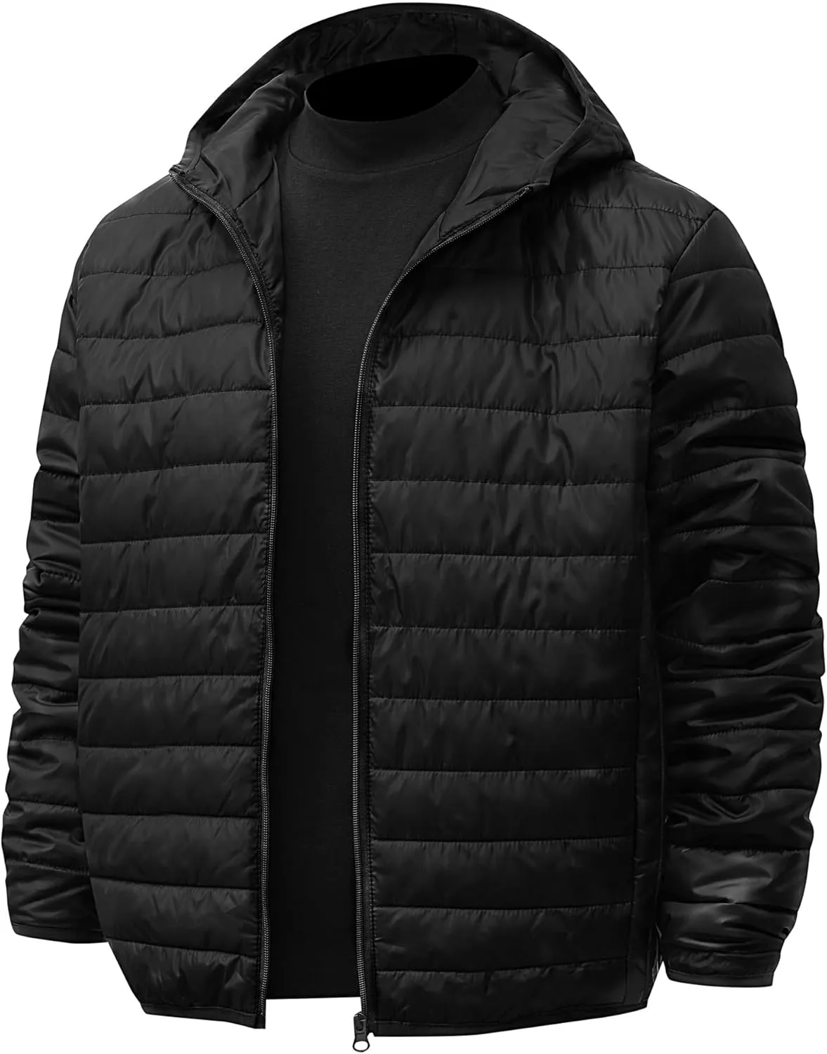 Men's Lightweight Packable Hooded Puffer Jacket Insulated Coat for Snow Ski Traveling Winter Outerwear