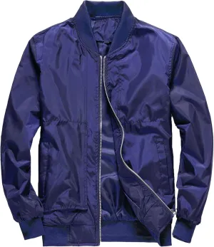 Men's Lightweight Spring Fall Bomber Jackets Long Sleeve Zip Up Casual Baseball Jackets Windproof Varsity Coat