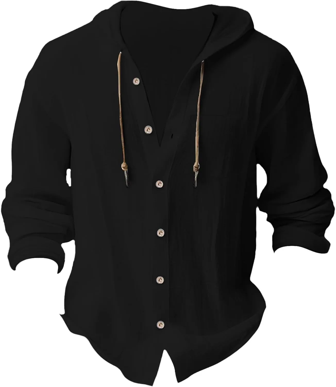 Mens Linen Hoodies Shirt Button Down Roll up Sleeve Yoga Sport T-Shirts Fashion Outdoor Workout Running Exercise Tops