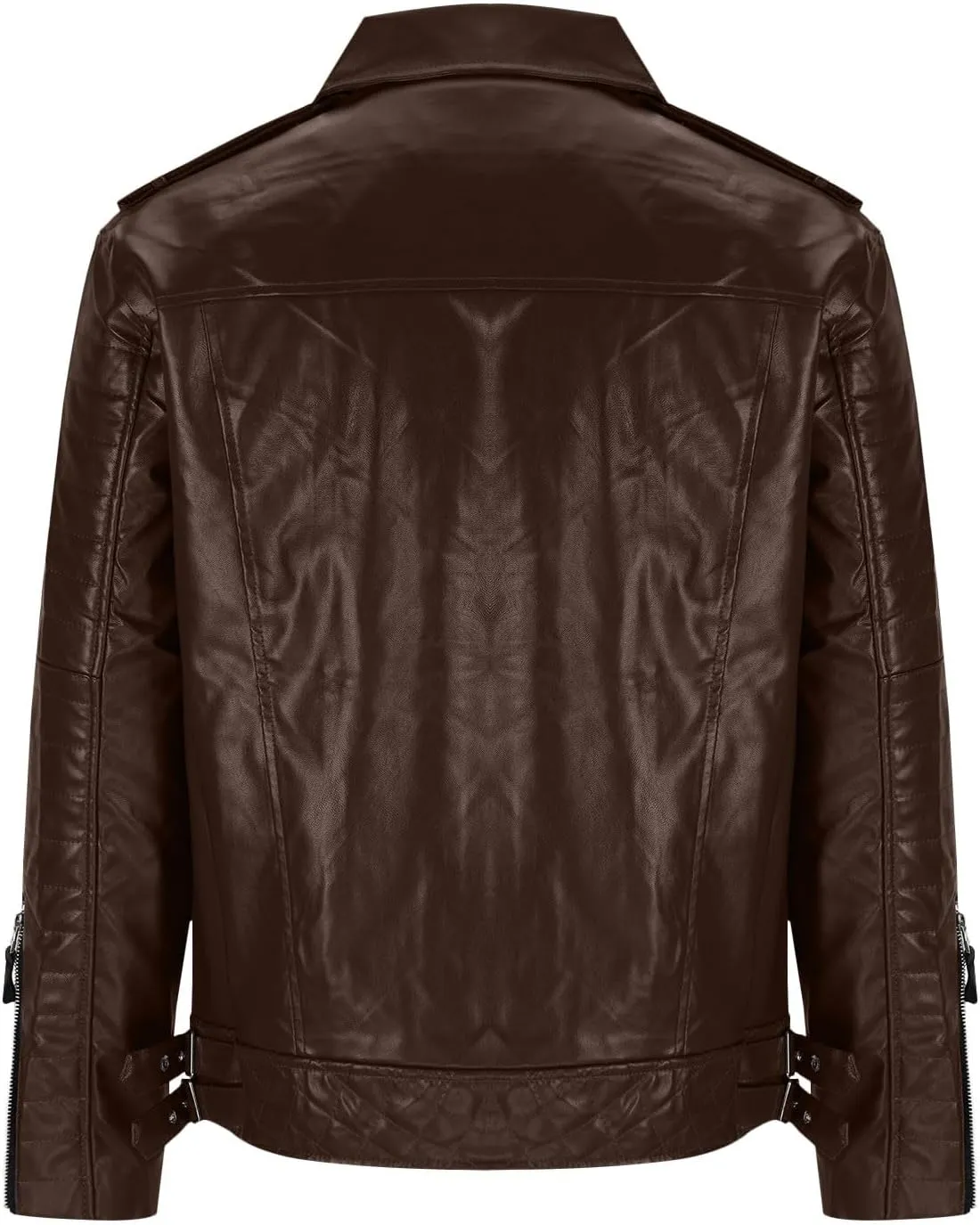 Mens Motorcycle PU Leather Jacket 2024 Fall Trendy Long Sleeve Full Zip Up Jacket Biker Bomber Jacket with Pockets