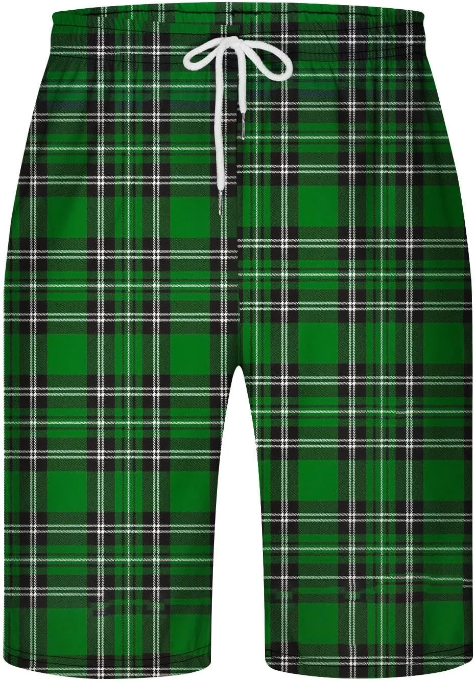 Mens Pajama Shorts Drawstring Waist Soft Comfy Lounge Shorts Plus Size Casual Loose Fit Plaid Shorts with Pockets
