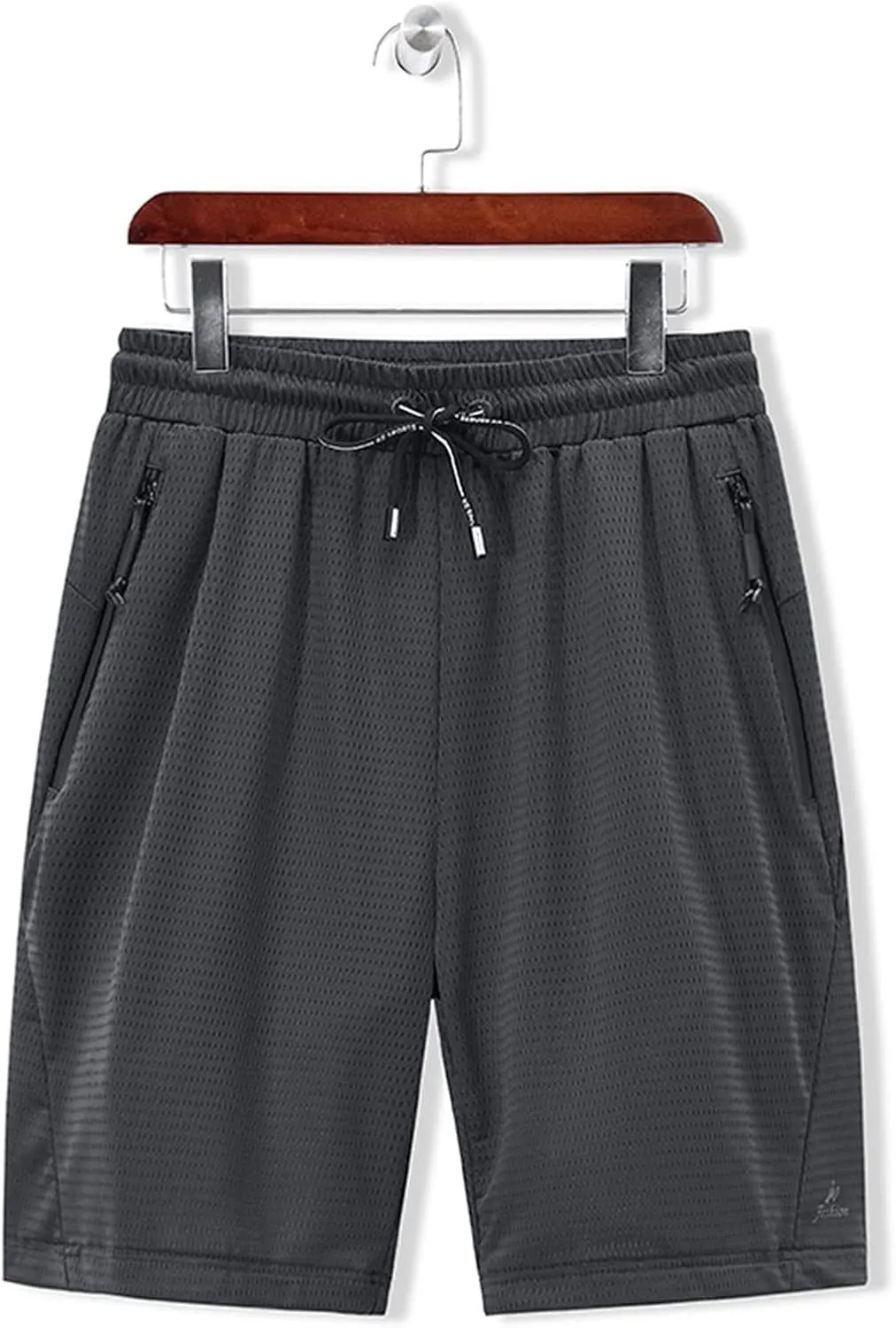 Men's Quick Dry Athletic Workout Shorts - Drawstring Elastic Waist Running Gym Short Pants Outdoor Shorts with Zipper Pockets