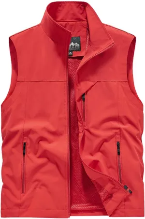 Men's Softshell Vest Outerwear Zip Up Sleeveless Quick Dry Fishing Vests Outdoor Casual Multi Pocket Jacket for Hiking Golf