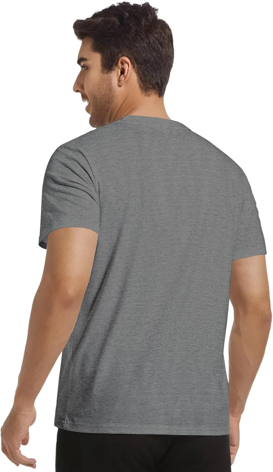 Mens T-Shirts Multi Pack Crewneck Cotton Tee Short Sleeve Classic Longline T Shirts Basic Summer Tops
