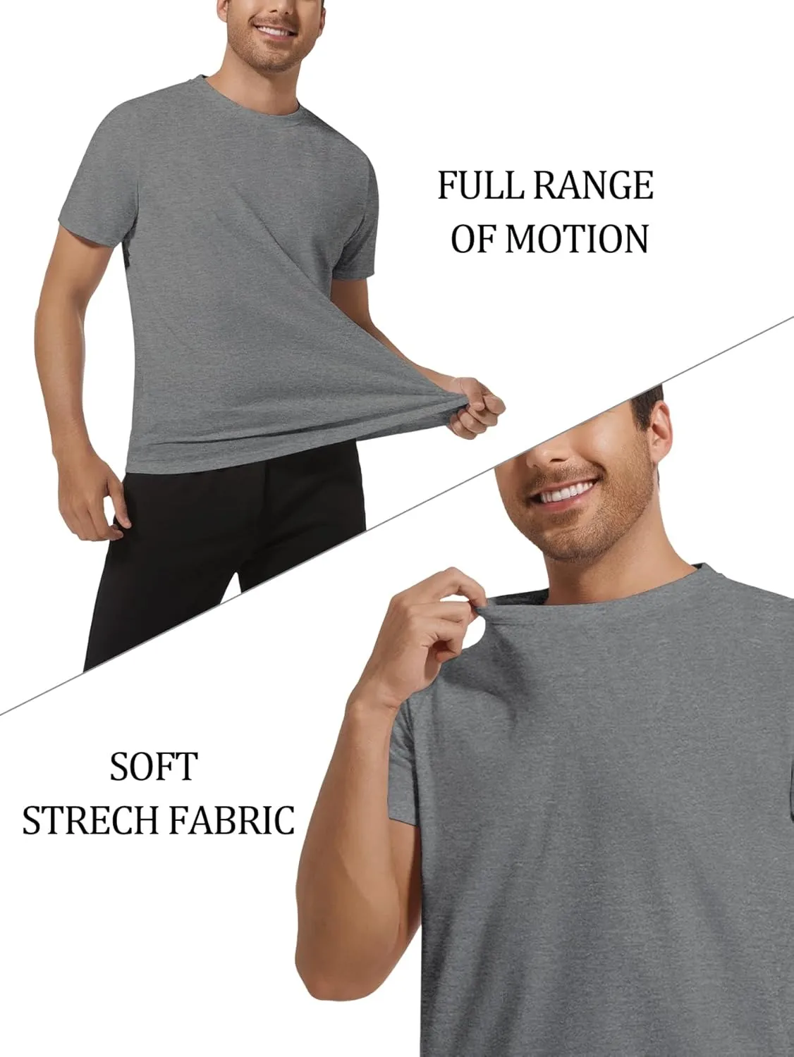 Mens T-Shirts Multi Pack Crewneck Cotton Tee Short Sleeve Classic Longline T Shirts Basic Summer Tops