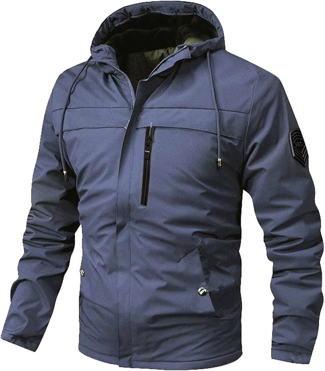 Men's Waterproof Rain Jacket Hooded Windbreaker Lightweight Loose Fit Coat with Pockets