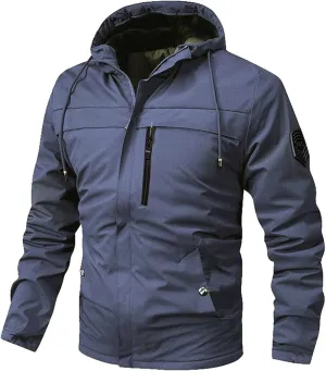 Men's Waterproof Rain Jacket Hooded Windbreaker Lightweight Loose Fit Coat with Pockets
