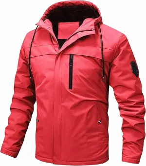 Men's Waterproof Rain Jacket Hooded Windbreaker Lightweight Loose Fit Coat with Pockets