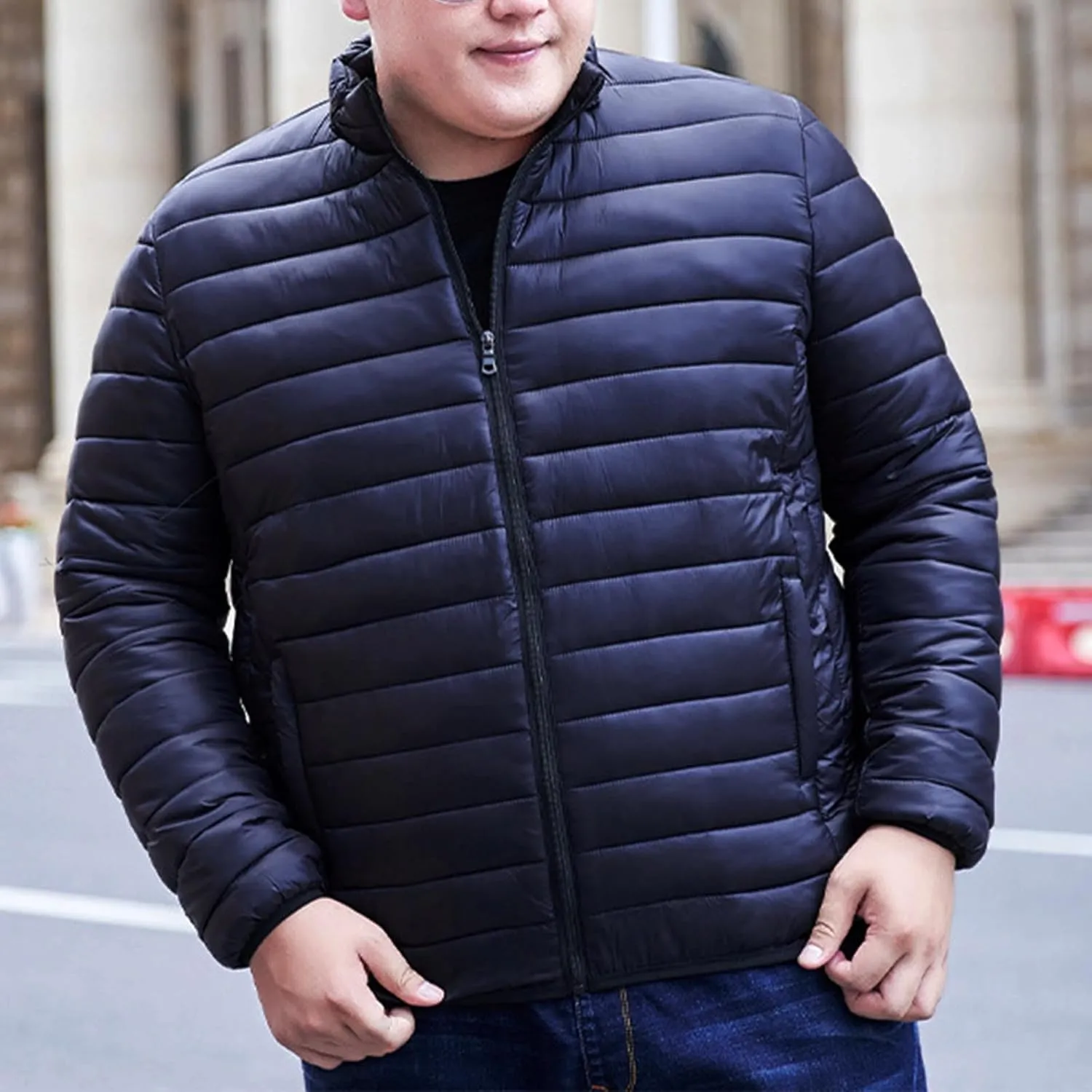 Men's Winter Jackets Lightweight Puffer Jacket Warm Quilted Jackets Plus Size Packable Down Jacket Stand Collar Coat