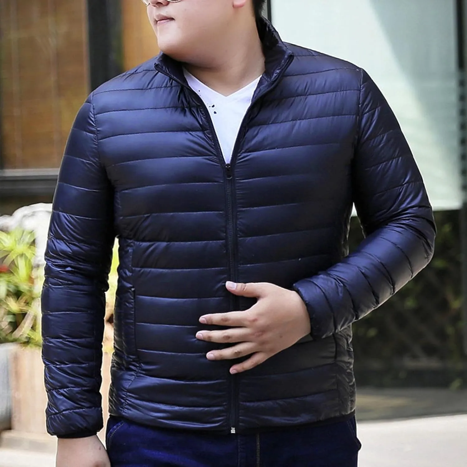 Men's Winter Jackets Lightweight Puffer Jacket Warm Quilted Jackets Plus Size Packable Down Jacket Stand Collar Coat