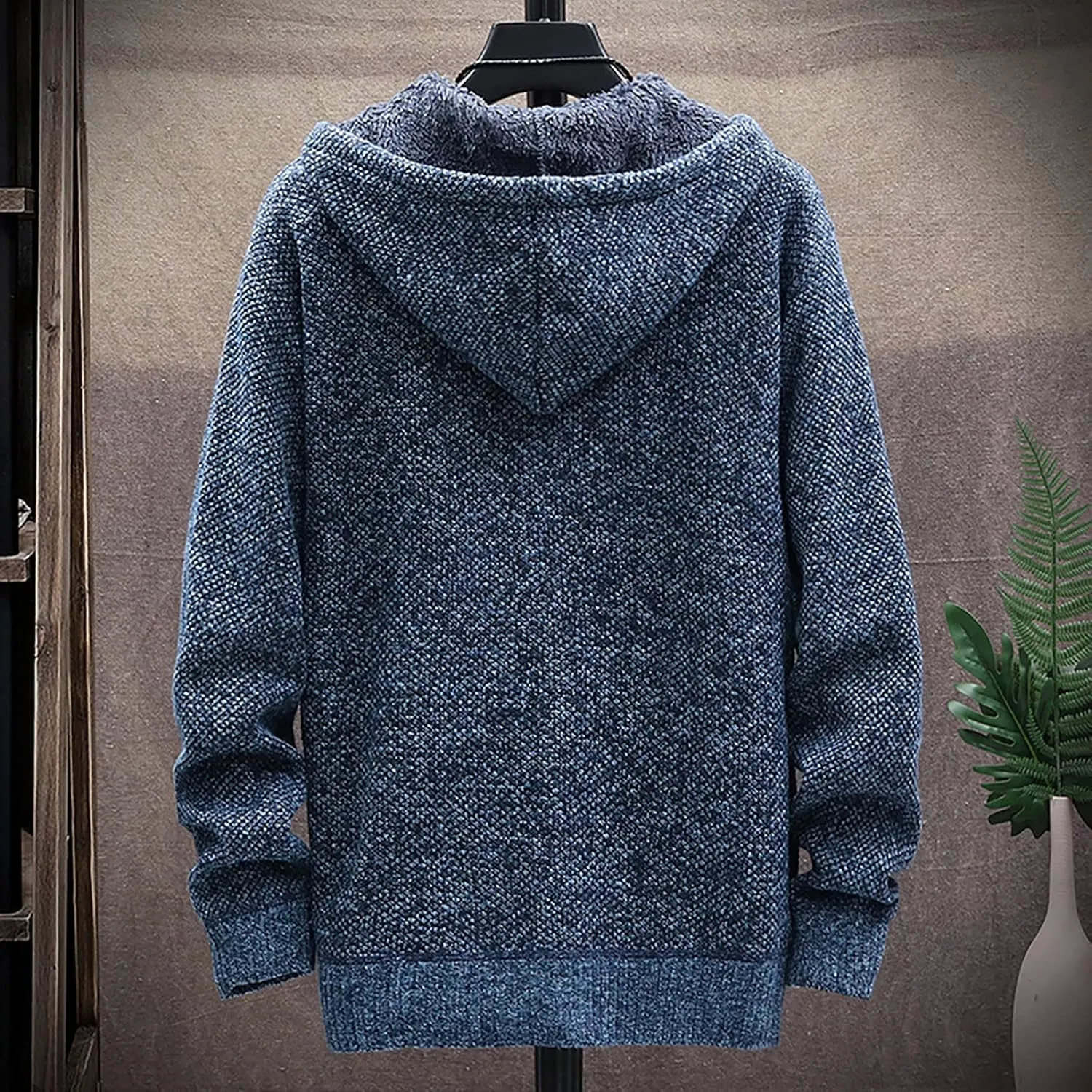 Men's Winter Sherpa Lined Hoodie Jackets Full Zip Up Sweater Knit Cardigan Warm Fleece Coats, M-3XL