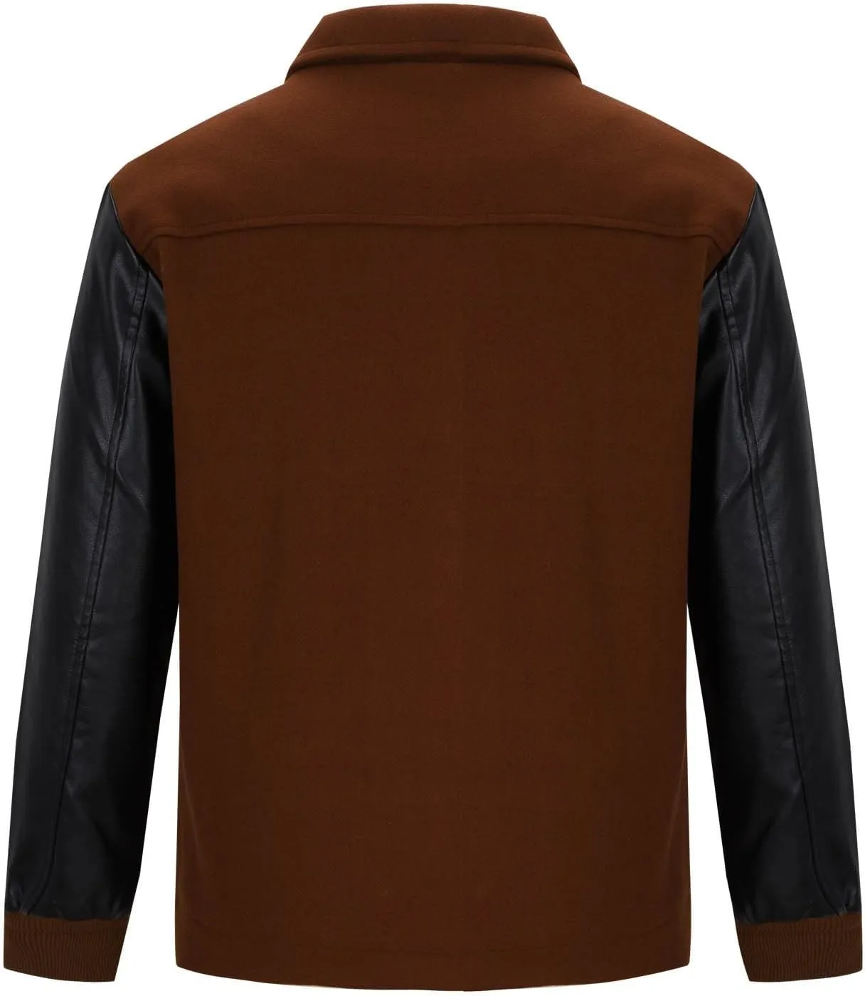 Mens Wool Blend Faux Suede Jacket Slim Fit Zip Up Casual PU Leather Patchwork Motorcycle Biker Coat for Fall Winter