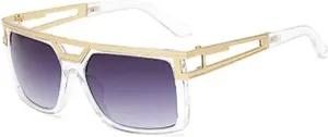 Metal Double-beam Men Large-frame Sunglasses