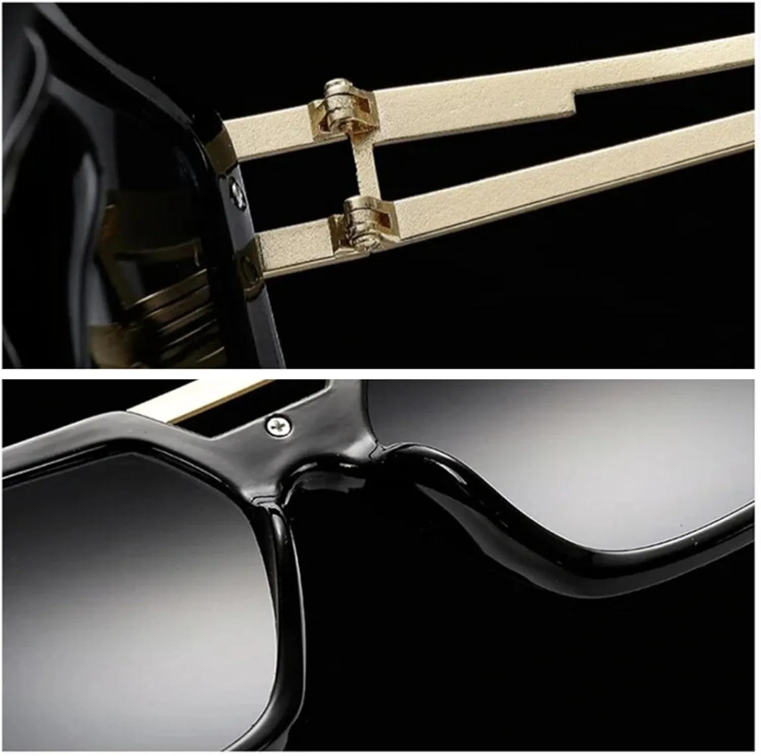Metal Double-beam Men Large-frame Sunglasses
