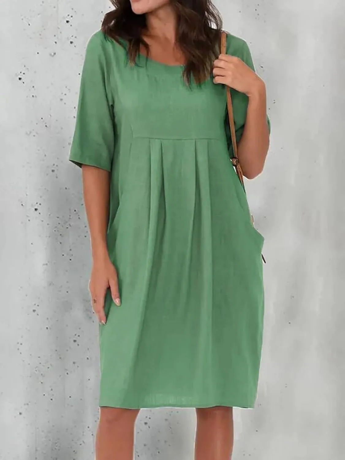 Midi Dresses for Women Summer Short Sleeve Crewneck Loose Fit Midi Dress Plus Size Ruffle Waist Sundress