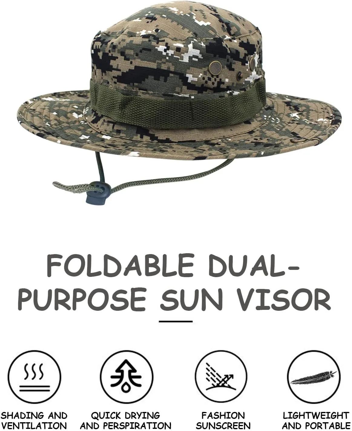 Military Tactical Boonie Hats for Men Women Camo Visor Bucket Hats Outdoor Hunting Fishing Caps Casual Safari Sun Hat