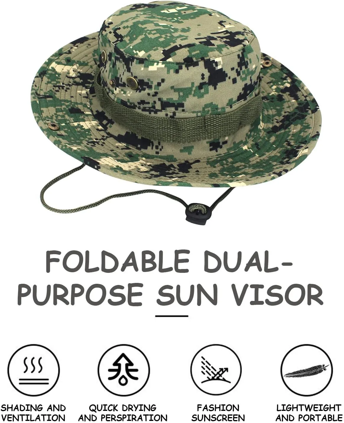 Military Tactical Boonie Hats for Men Women Camo Visor Bucket Hats Outdoor Hunting Fishing Caps Casual Safari Sun Hat