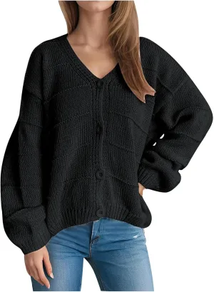 NATHGAM Cardigan Sweaters for Women Casual Lightweight Button Down Coats Oversized Chunky Cable Knit Long Sleeve Outwear