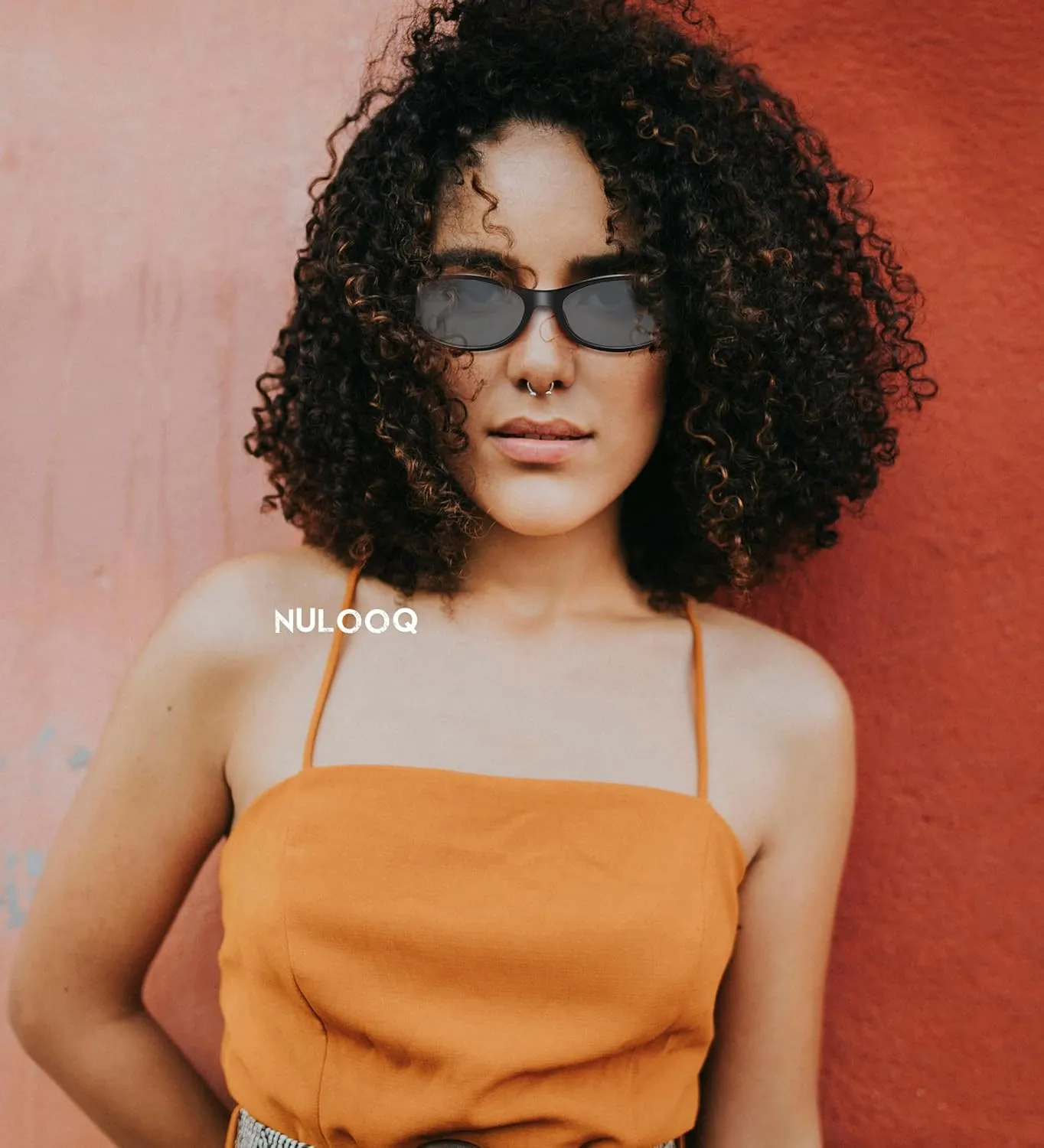 NULOOQ Retro Narrow Oval Sunglasses for Women 90s Trendy Vintage Small Cat Eye Sun Glasses