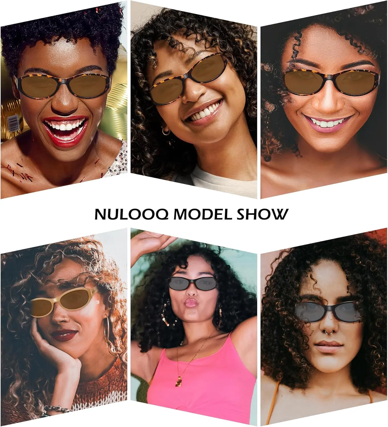 NULOOQ Retro Narrow Oval Sunglasses for Women 90s Trendy Vintage Small Cat Eye Sun Glasses