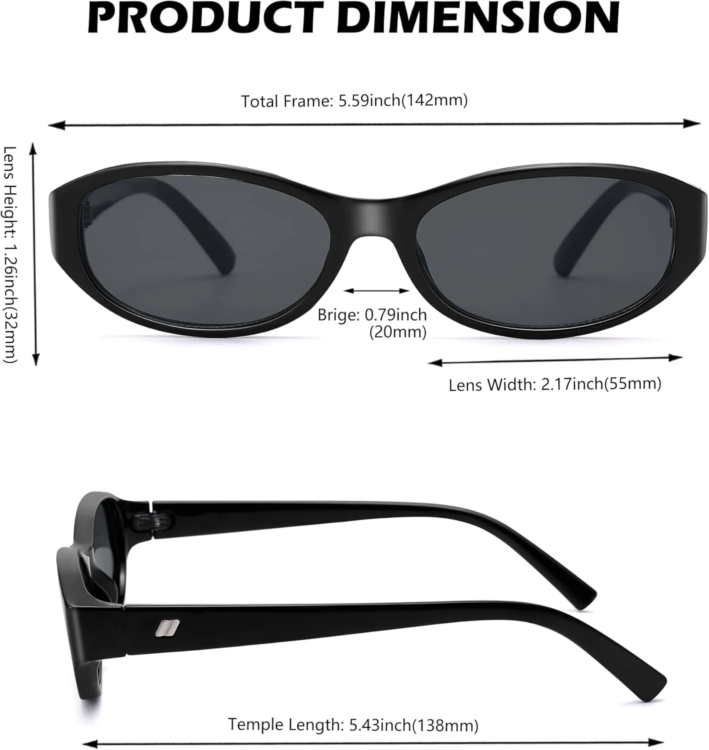 NULOOQ Retro Narrow Oval Sunglasses for Women 90s Trendy Vintage Small Cat Eye Sun Glasses