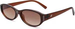NULOOQ Retro Narrow Oval Sunglasses for Women 90s Trendy Vintage Small Cat Eye Sun Glasses
