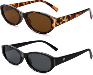 NULOOQ Retro Narrow Oval Sunglasses for Women 90s Trendy Vintage Small Cat Eye Sun Glasses