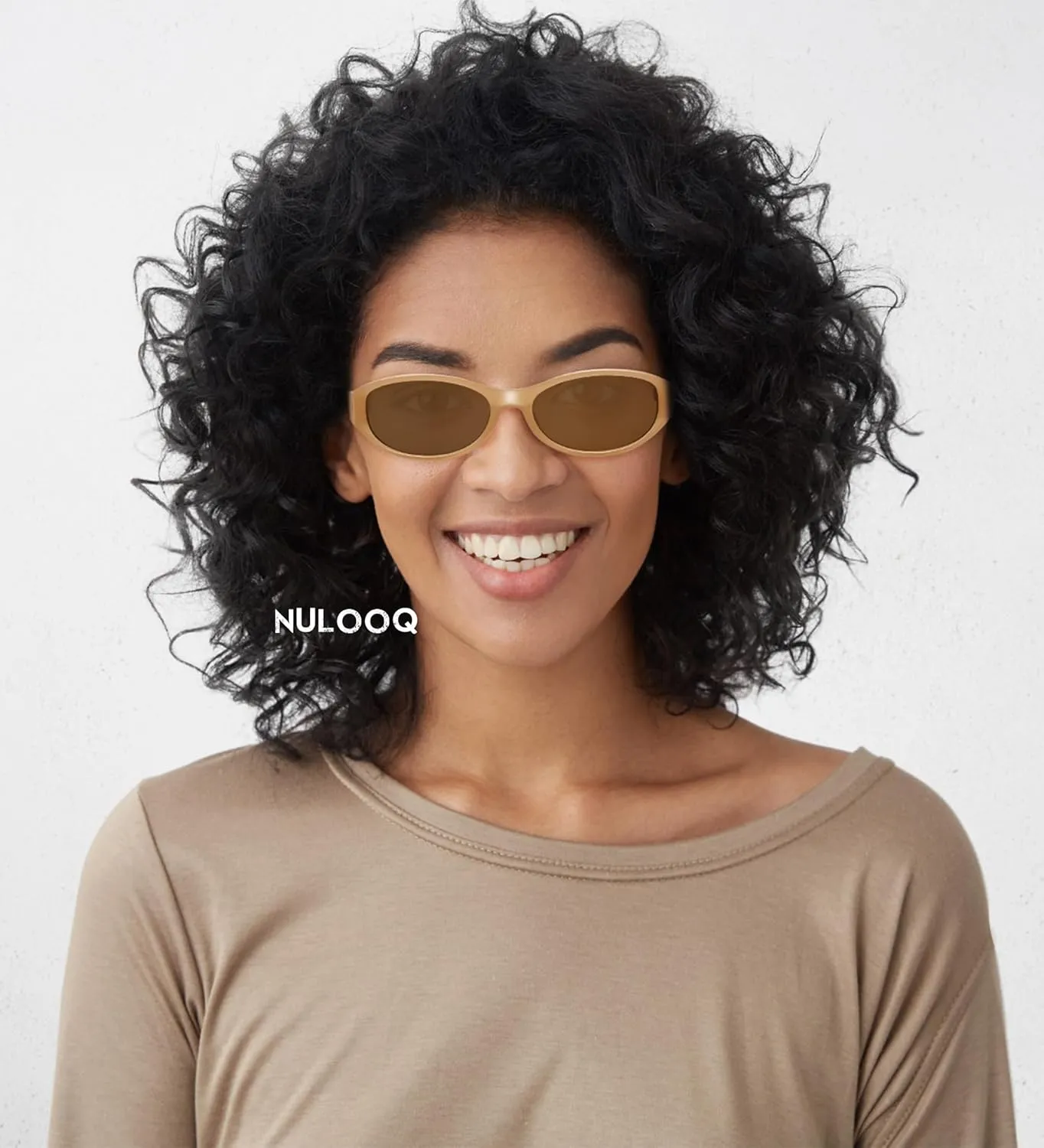 NULOOQ Retro Narrow Oval Sunglasses for Women 90s Trendy Vintage Small Cat Eye Sun Glasses