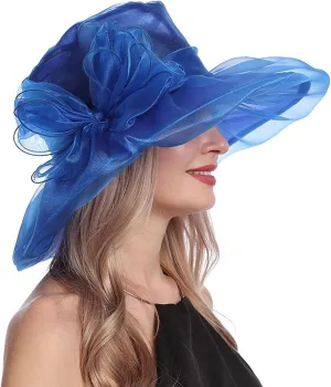 Organza Sun Hat Women Church Derby Hats Wide Brim Vintage Mesh Breathable Holiday Beach Cap Tea Party Dress Caps for Womens
