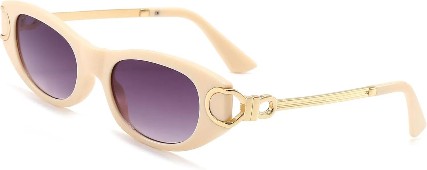 Oval Cat Eye Sunglasses Women Men Retro Small Cute Trendy Sunglasses 90s Vintage Shades