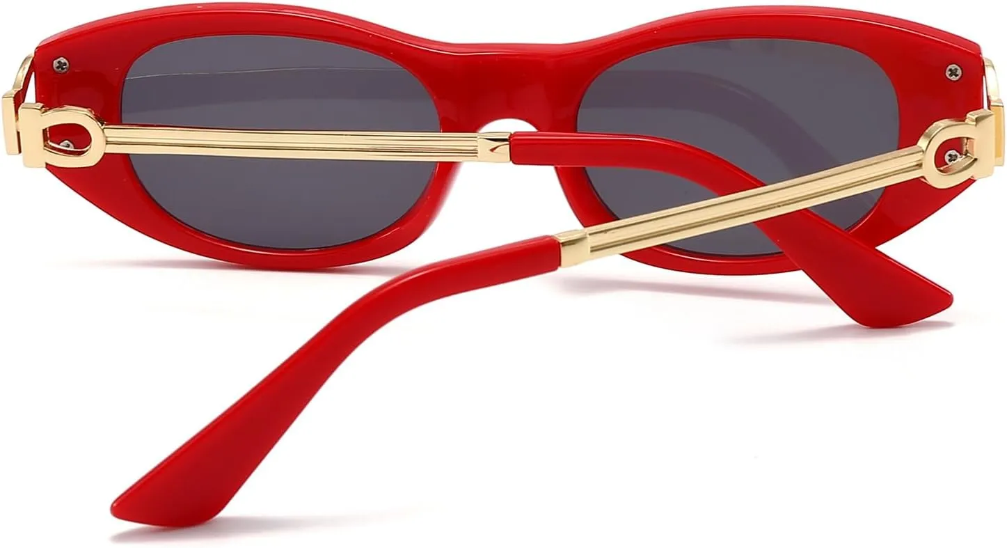 Oval Cat Eye Sunglasses Women Men Retro Small Cute Trendy Sunglasses 90s Vintage Shades