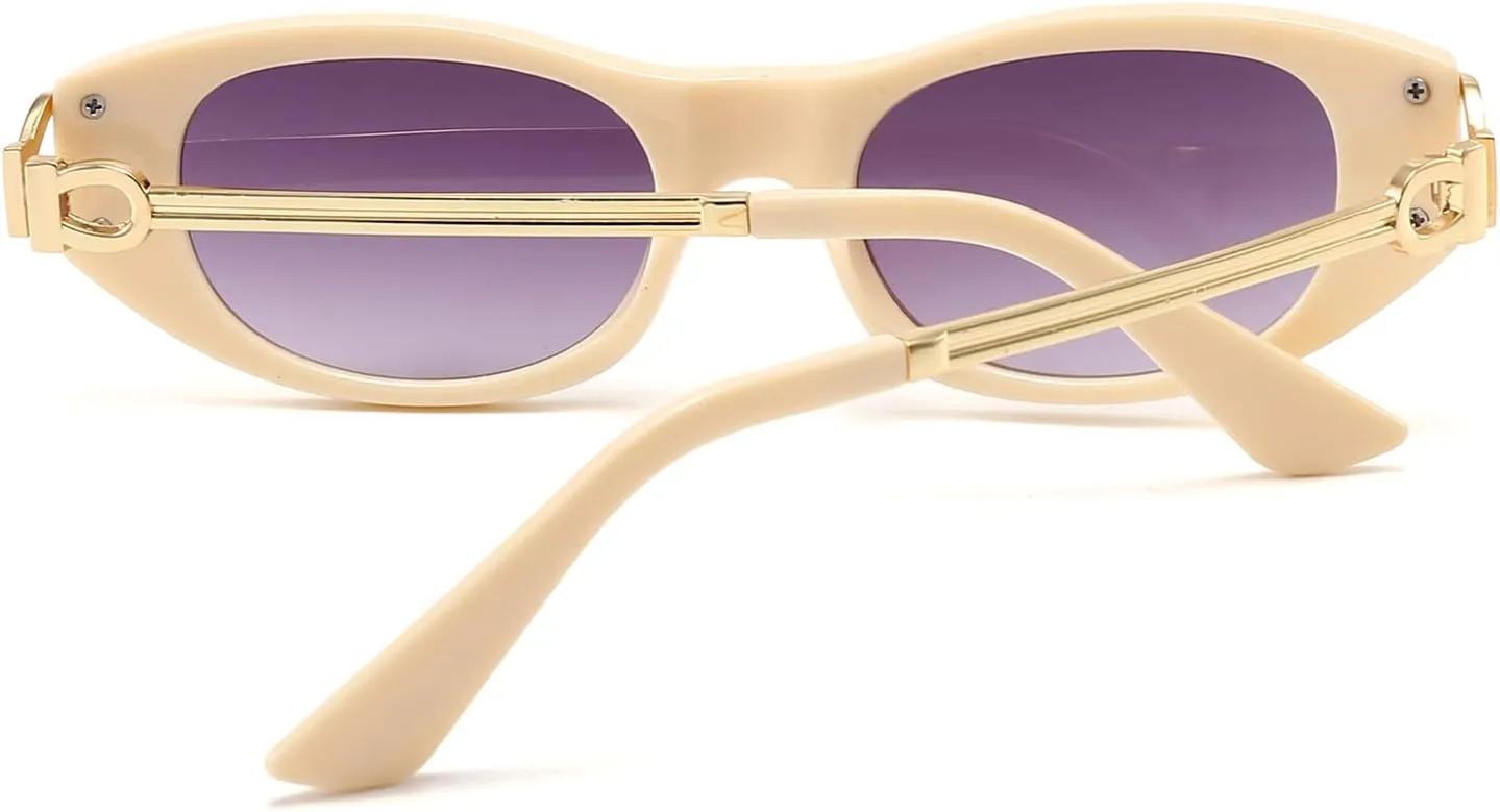 Oval Cat Eye Sunglasses Women Men Retro Small Cute Trendy Sunglasses 90s Vintage Shades