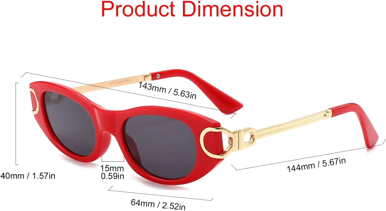 Oval Cat Eye Sunglasses Women Men Retro Small Cute Trendy Sunglasses 90s Vintage Shades