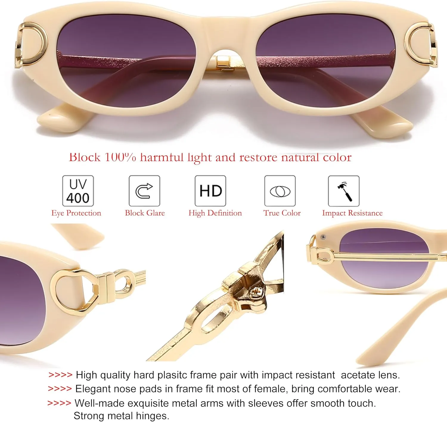 Oval Cat Eye Sunglasses Women Men Retro Small Cute Trendy Sunglasses 90s Vintage Shades