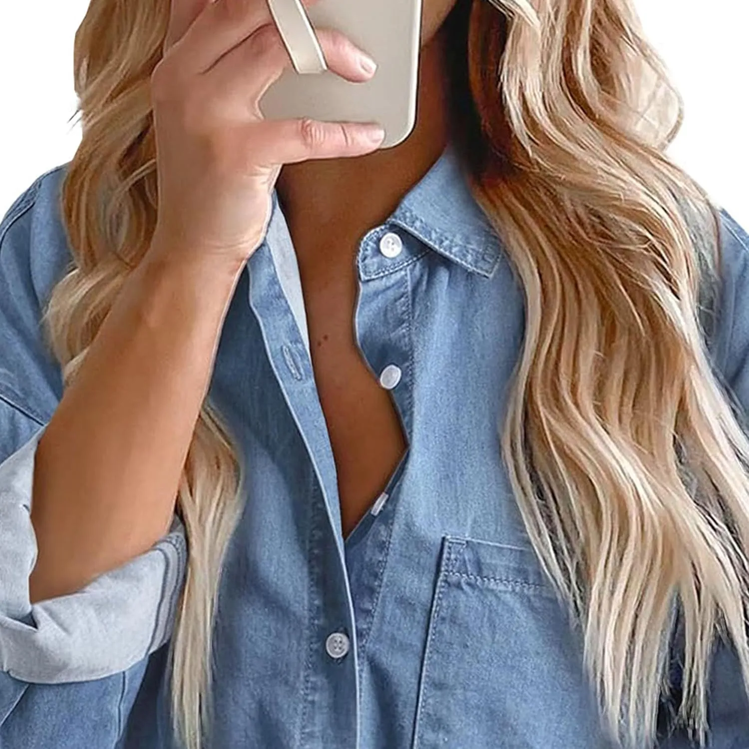 Oversized Button Up Shirts for Womens Jean Shirts for Women Denim Women Denim Button Down Blouse