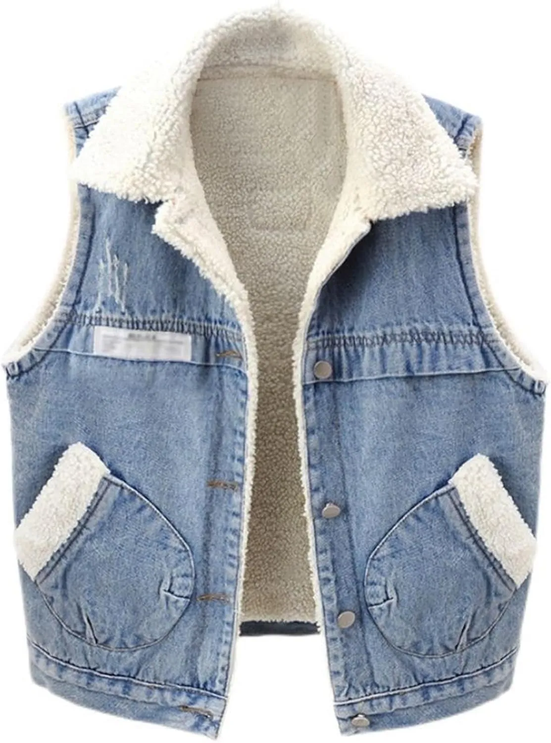 Oversized Denim Vest For Women Jackets Trendy Jeans Classic Sleeveless Distressed Vest Oversized Boyfriend Outerwear