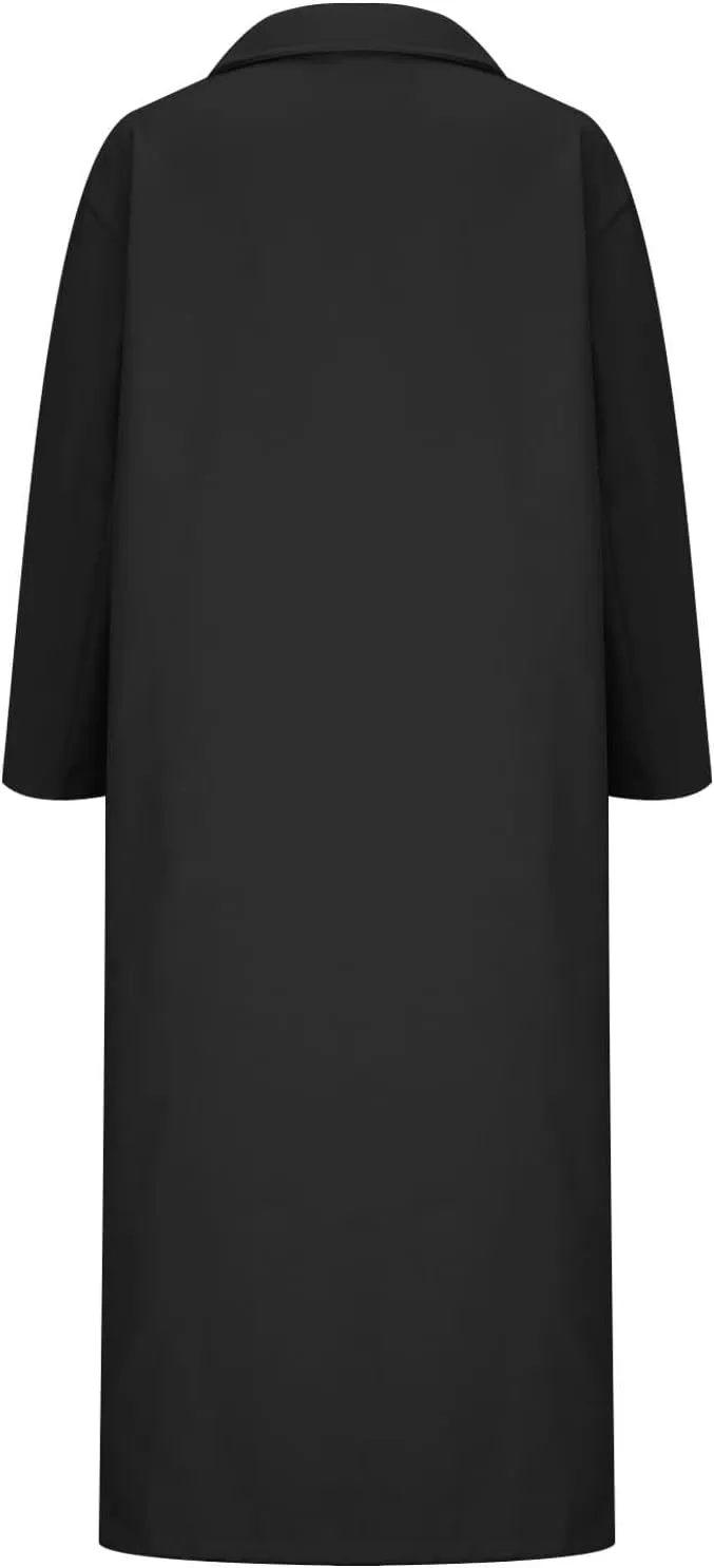 Oversized Trench Coat for Women Wool Blend Jackets Open Front Ankle Length Long Sleeve Lapel Comfy Warm Overcoat