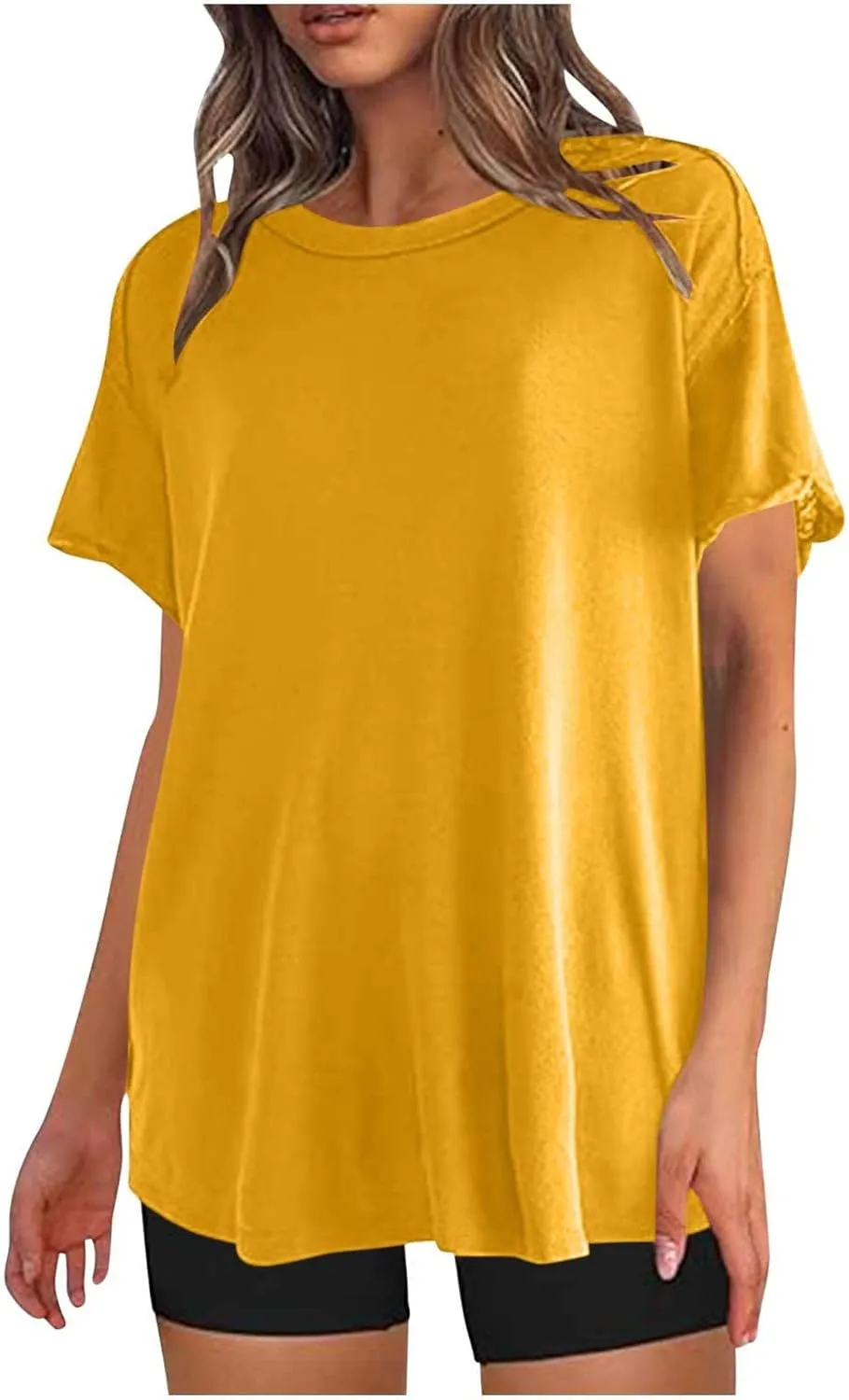 Oversized Workout Shirts or Women Plus Size Summer Casual Short Sleeve Loose Maternity Tops Crewneck Tunic Gym Top