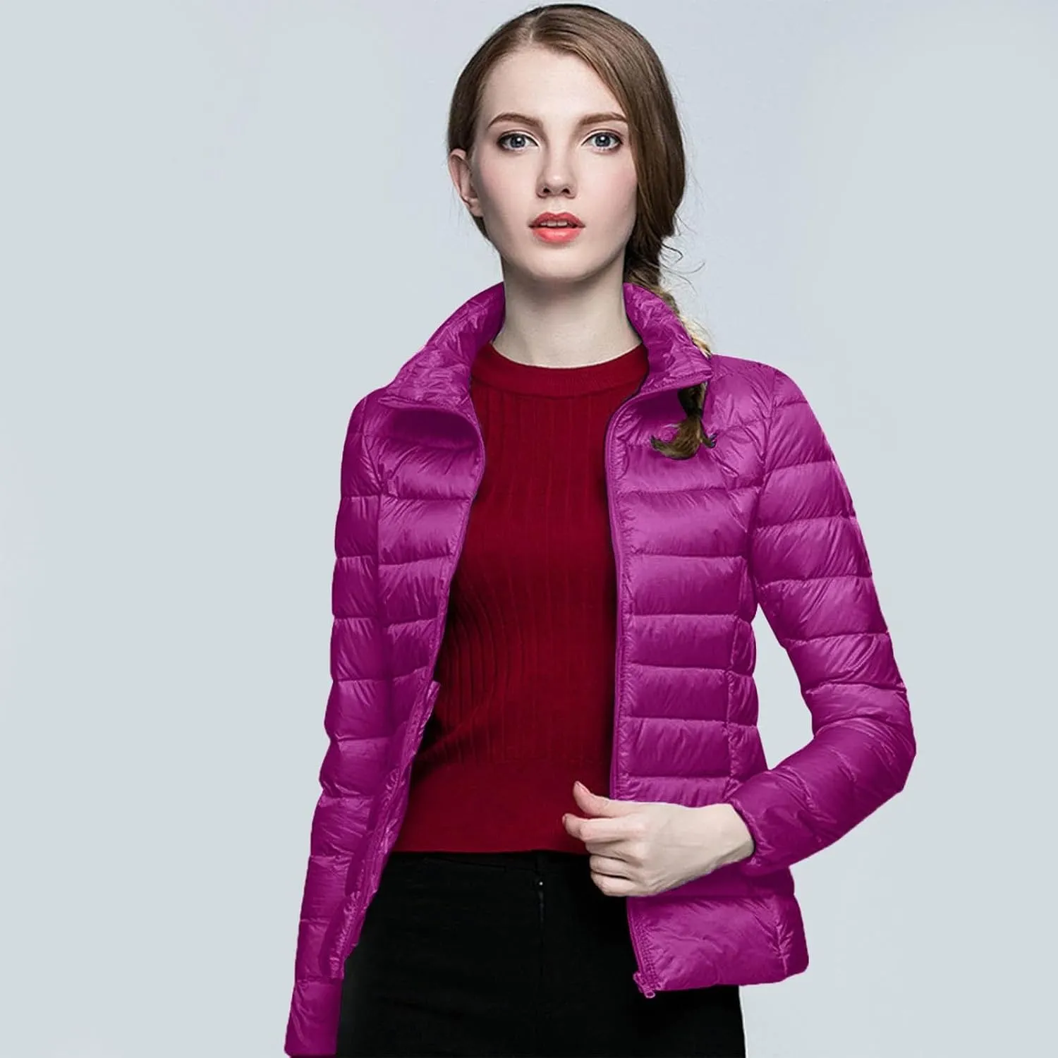 Packable Puffer Jacket Women Lightweight Short down Jackets Winter Trendy Hooded Bubble Coat Light Puffer Jackets