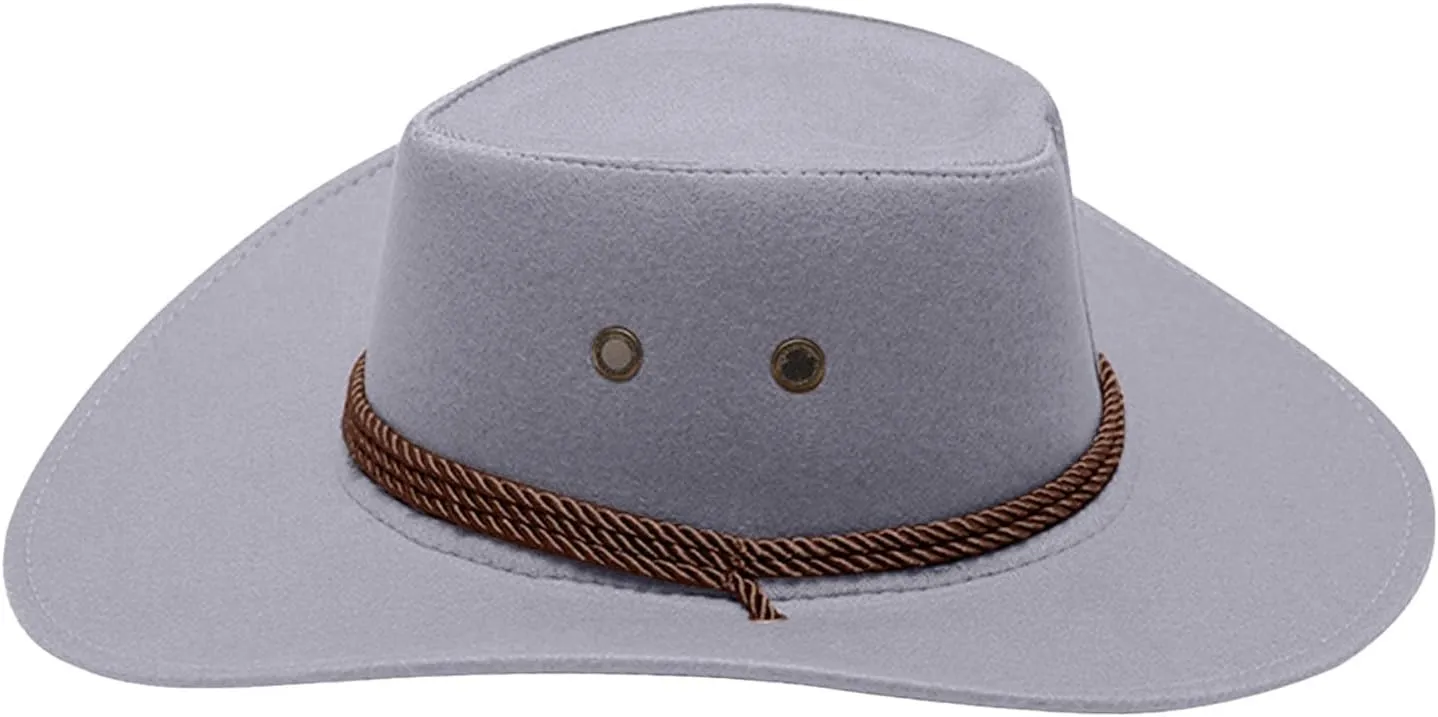 Panama Hat Men Women Wide Brim UV Protection UPF 50  Caps Adjustable Cowboy Hats with Chin Cord Retro Felt Caps Womens Mens