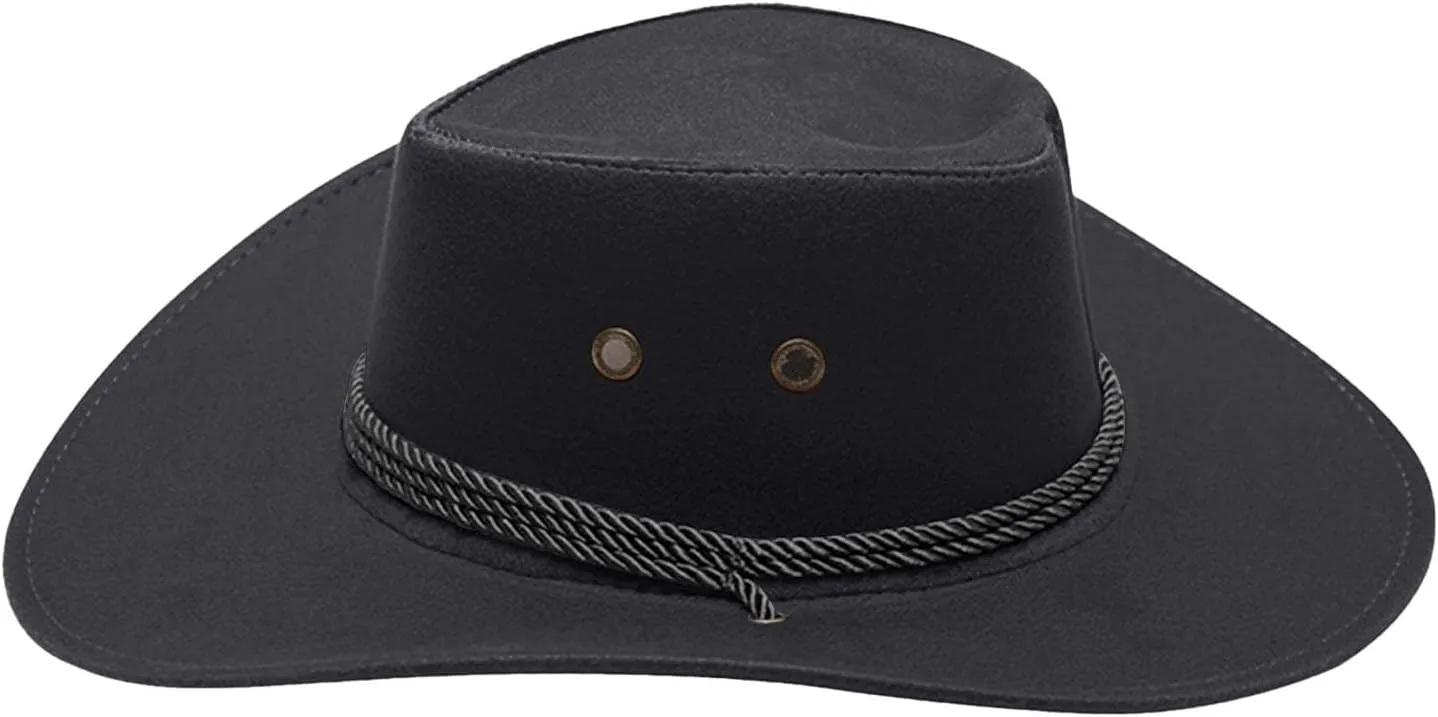 Panama Hat Men Women Wide Brim UV Protection UPF 50  Caps Adjustable Cowboy Hats with Chin Cord Retro Felt Caps Womens Mens