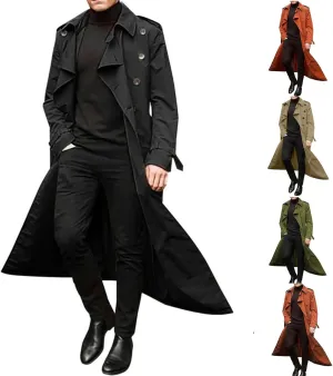Peacoat For Men Lapel Long Trench Coat Casual Stylish Lightweight Windbreaker Overcoat Spring Fall Jackets,S-2XL