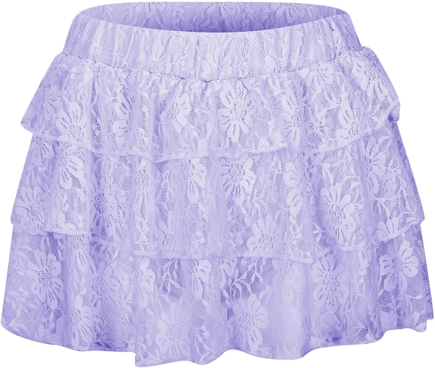 Pleated Skirts for Women Low Rise Lace Mesh Ruffle Hem A-Line Y2K Sexy Mini Skirts for Girls Fashion Trendy Streetwear