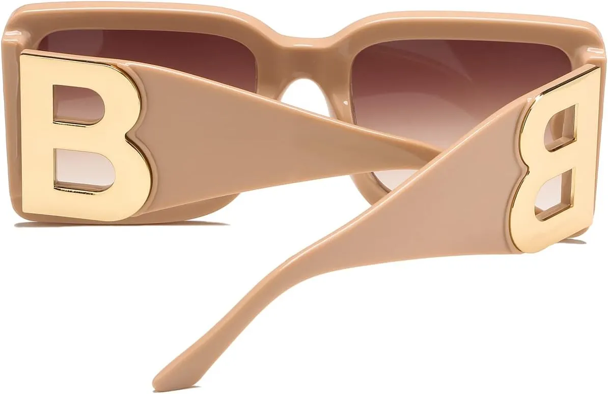 PORADAY Fashion Large Square Sunglasses for Women Men Trendy Black Thick Frame Luxury Designer Sun Glasses Modern Big Frame