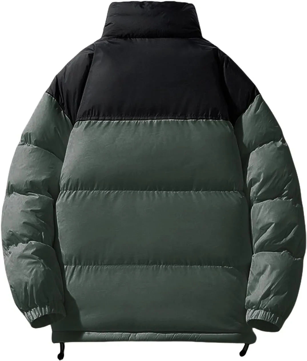 Puffer Jacket Unisex Stand Collar Zip Up Jacket Quilted Down Fleece Coat Loose Fit Warm Coat Tops with Zipper Pockets