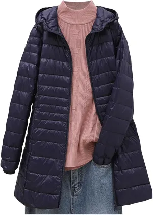 Puffer Jackets Women Lightweight Full Zipper Quilted Jacket Long Sleeve down Jackets Winter Outerwear with Hood
