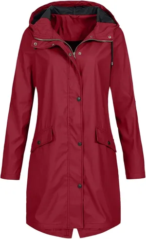 Rain Coat for Women Waterproof Hood Lightweight Outdoor Jacket Long Women's Coat Waterproof Travel Jacket
