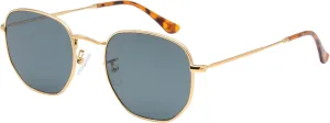 Retro Glass Lens Hexagonal Sunglasses for Men Women Vintage Square Metal Frame Flat Lens Sun glasses