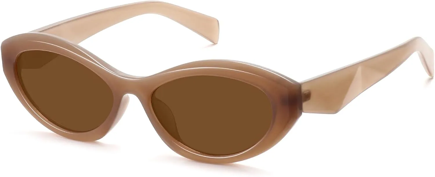 Retro Narrow Oval Sunglasses for Women Cat Eye 90s Sunnies Small Chic Shade Trendy UV Protection Sun Glasses FZN816