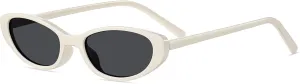 Retro Oval Cat Eye Sunglasses for Women Trendy Narrow Small Oval Sun Glasses 90s Vintage Shades
